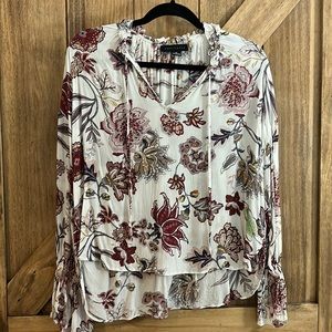 Sheer floral print blouse